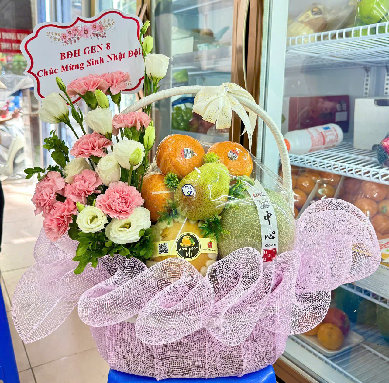 Giỏ hoa quả tặng sinh nhật cao cấp